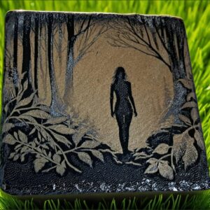 Handcrafted Woodland Nymph Slate Plaque - Mystical Forest Silhouette Wall Art