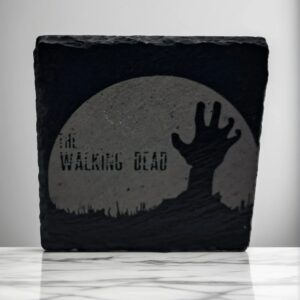 Handmade Slate Coaster - The Walking Dead Zombie Hand Engraved Drink Mat