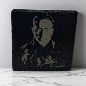 Handcrafted Engraved Square Slate Coaster - Negan Portrait The Walking Dead - TV Fan Gift