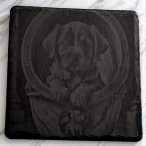 Handcrafted Puppy in a Tub Slate Coaster