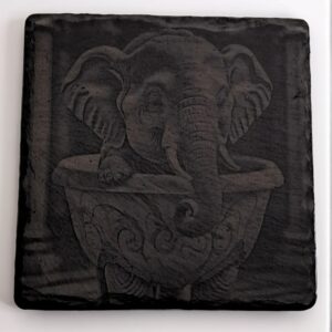 Handcrafted Elephant in a Tub Slate Coaster