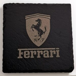 Handcrafted Ferrari Logo Slate Coaster - Italian Sports Car Fan Gift