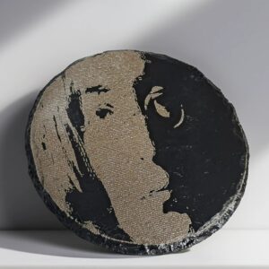 Handcrafted John Lennon Portrait Silhouette Slate Coaster | Iconic Music Home Decor