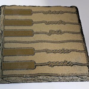 Handcrafted Engraved Slate Coaster - "Where Words Fail Music Speaks" Quote - Pianist Musician Gift