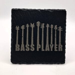 Handcrafted Engraved Slate Coaster - Bass Player Guitar Neck Design - Musician Gift