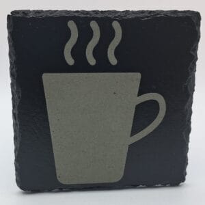 Handcrafted Slate Coaster - Steaming Mug Design