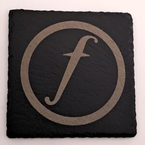 Handcrafted Engraved Slate Coaster - Factory Records Logo - Manchester Music History Gift