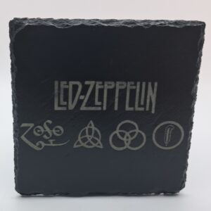Handcrafted Engraved Slate Coaster - Led Zeppelin Four Symbols Logo - Classic Rock Gift