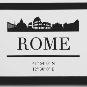 Rome Skyline Coordinates Print (A4) - Framed Colosseum City Art