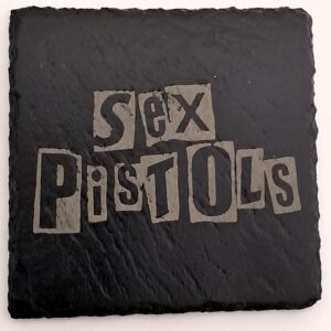 Handcrafted Engraved Slate Coaster - Sex Pistols Ransom Note Logo - Punk Rock Gift