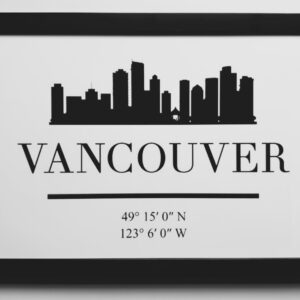 Vancouver Skyline Coordinates Print (A4) - Framed Minimalist City Art