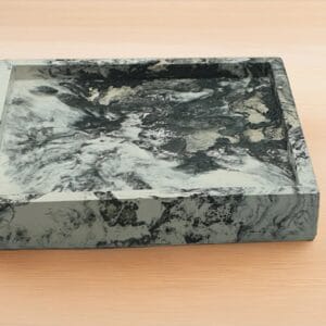 Handmade Square Marbled Black & White Trinket Tray - Entryway/Desk Organizer