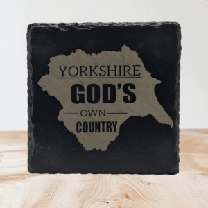 Yorkshire God's Own Country Engraved Slate Coaster - Handmade Map Design