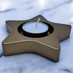 Handcrafted Golden Star Tealight Holder | Eco Resin Festive Holiday Decor