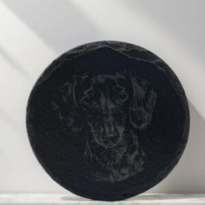 Handcrafted Engraved Slate Coaster - Detailed Dachshund Portrait - Unique Gift for Dog Mums