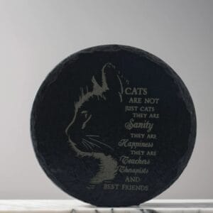 Handcrafted Engraved Slate Coaster - "Cats Are Sanity" Quote - Perfect Gift for Cat Mums