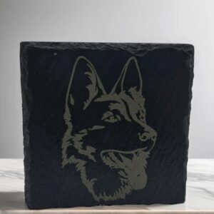 Handcrafted German Shepherd Slate Coaster - Engraved Dog Mum & Pet Owner Gift