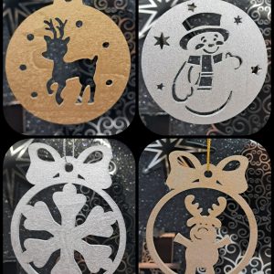 Wooden Christmas Baubles Set 1