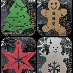 Wooden Christmas Baubles Set 2