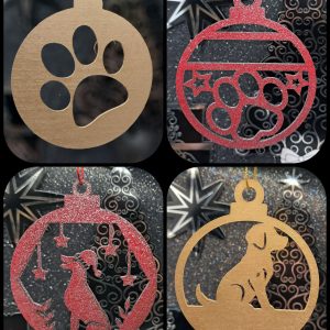 Wooden Christmas Baubles Set 4