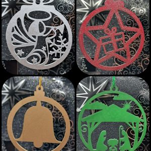 Wooden Christmas Baubles Set 5