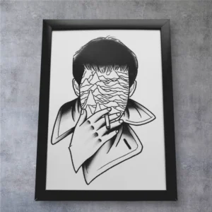 Unknown Pleasures Style Print - A4 Black Framed Post-Punk Waveform Art