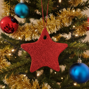 Red Glitter Star Ornaments | Custom DIY Christmas Decor