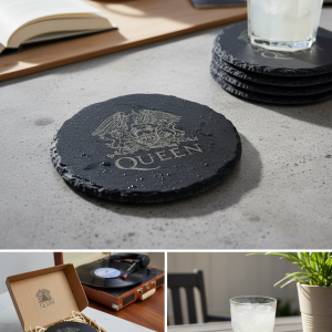 Queen Engraved Slate Coaster Set - Handcrafted Music Memorabilia Gift