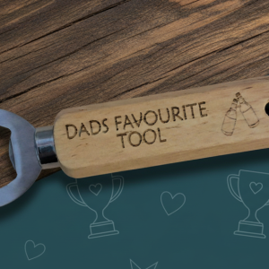 "Dad's Favourite Tool" Engraved Wooden Bottle Opener, Handcrafted Wooden Bottle Opener for Dad