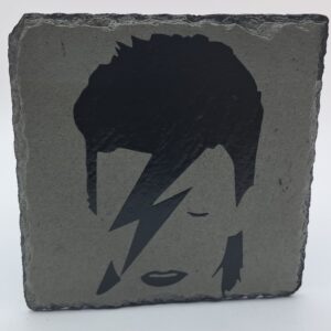 Handcrafted Engraved Slate Coaster - David Bowie Ziggy Stardust Lightning Bolt - Iconic Rock Gift