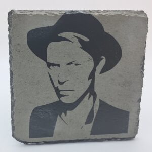 Handcrafted Engraved Slate Coaster - David Bowie Portrait - Thin White Duke Rock Gift