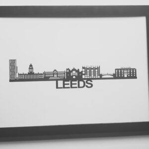 Handcrafted Leeds City Skyline A4 Wall Art Print in Black Frame | Unique UK Cityscape Home Decor Gift