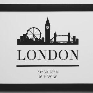 London City Skyline Silhouette Print | Black Framed A4 Iconic UK Landmark Decor
