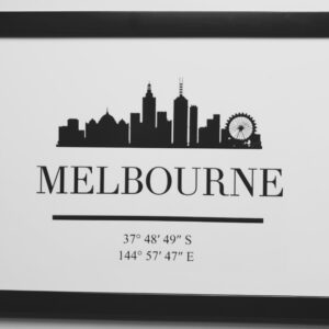 Handcrafted Melbourne Skyline Print | Black Framed A4 Australia Wall Decor