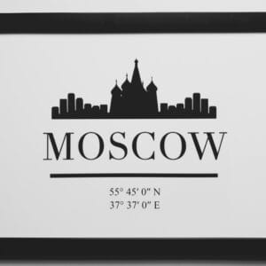 Handcrafted Moscow City Skyline Print | Black Framed A4 Cathedral Wall Decor