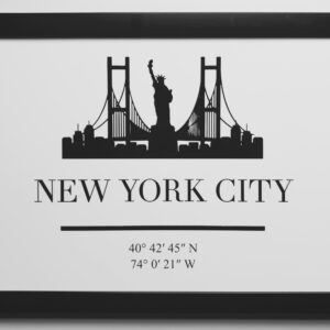 Handcrafted New York City Skyline Print | Black Framed A4 Coordinates Wall Decor