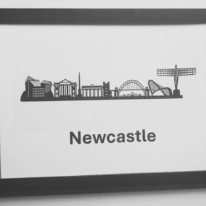 Newcastle Upon Tyne Skyline A4 Framed Print - Minimalist Tyne Bridge Art
