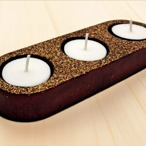 Glittering  Resin Triple Tealight Candle Holder | Handcrafted Home Decor