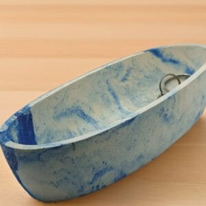 Handmade Oval Blue Marbled Eco Resin Trinket Tray - Entryway/Desk Organizer