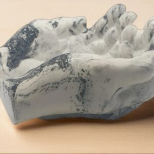 Handmade Artisan Hand Bowl Trinket Dish - Black & White Marbled Eco Resin Catchall