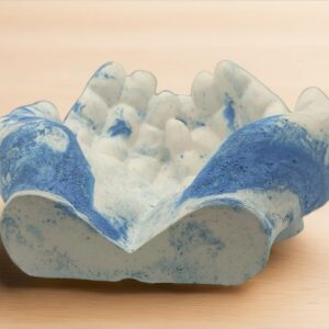 Handmade Artisan Hand Bowl Trinket Dish - Blue Marbled Eco Resin Catchall