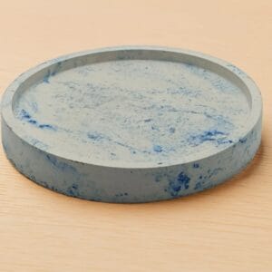 Handmade Blue Marbled Eco Resin Round Trinket Tray - Entryway/Desk Organizer