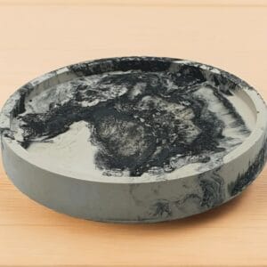 Handmade Marbled Black & White Eco Resin Round Trinket Tray - Entryway/Desk Organizer