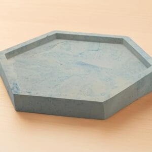 Handmade Hexagonal Blue Marbled Eco Resin Trinket Tray - Entryway/Desk Organizer