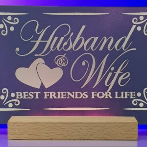 Handmade "Husband & Wife Best Friends" A6 Acrylic LED Plaque - USB Wedding Gift