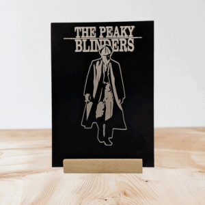 Handmade A6 Acrylic "The Peaky Blinders" LED Plaque - USB Powered Wood Base Gift