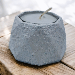 Handcrafted Rustic Blue-Grey Eco Resin Tealight Holder - Chunky Textured Décor