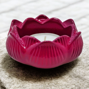 Handmade Deep Pink Lotus Flower Tealight Holder | Eco Resin Candle Lamp