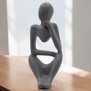 Handmade Abstract Thinker Sculpture - Minimalist Eco Resin Desk Decor | Modern Seated Figure Statue