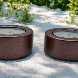 Handmade Eco Resin Tealight Holders (Set of 2) - Rustic Copper Finish